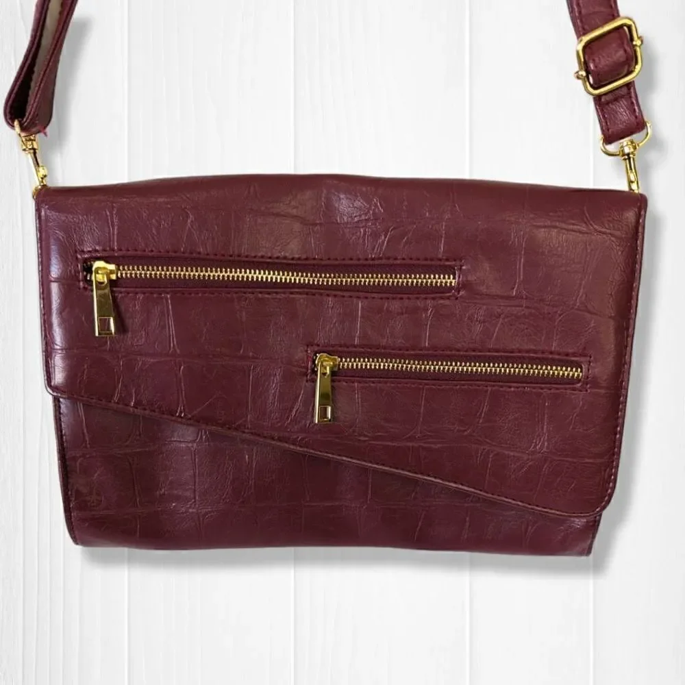 Mark Womens Clutch with Attachable Adjustable Strap Sling Bag Flap Closure Maroo